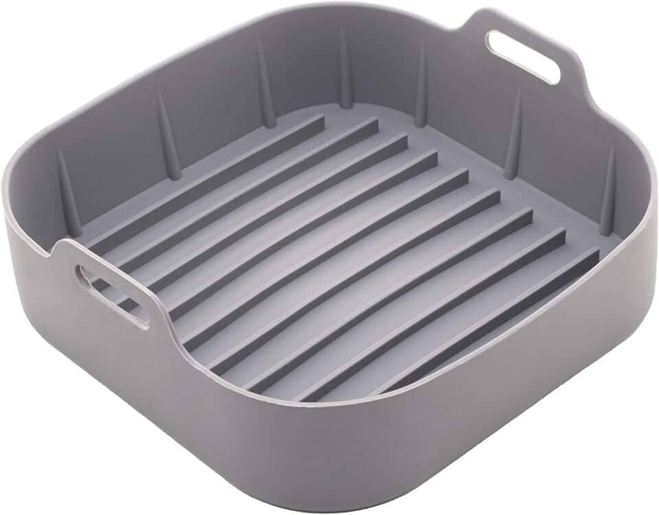LYOR - Forma Quadrada de Silicone para Air Fryer Cinza 16cm x 5,5cm