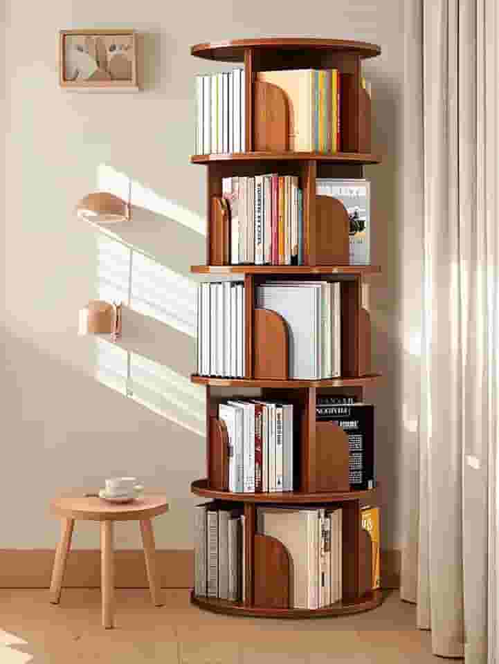 Estante para Livros, Estante Giratória 160 * 46cm, Estantes Livreiro Giratória 360 Graus, Estantés Livro com 12 Destacável Nichós, 5 Andares Estantés Giratória Livros