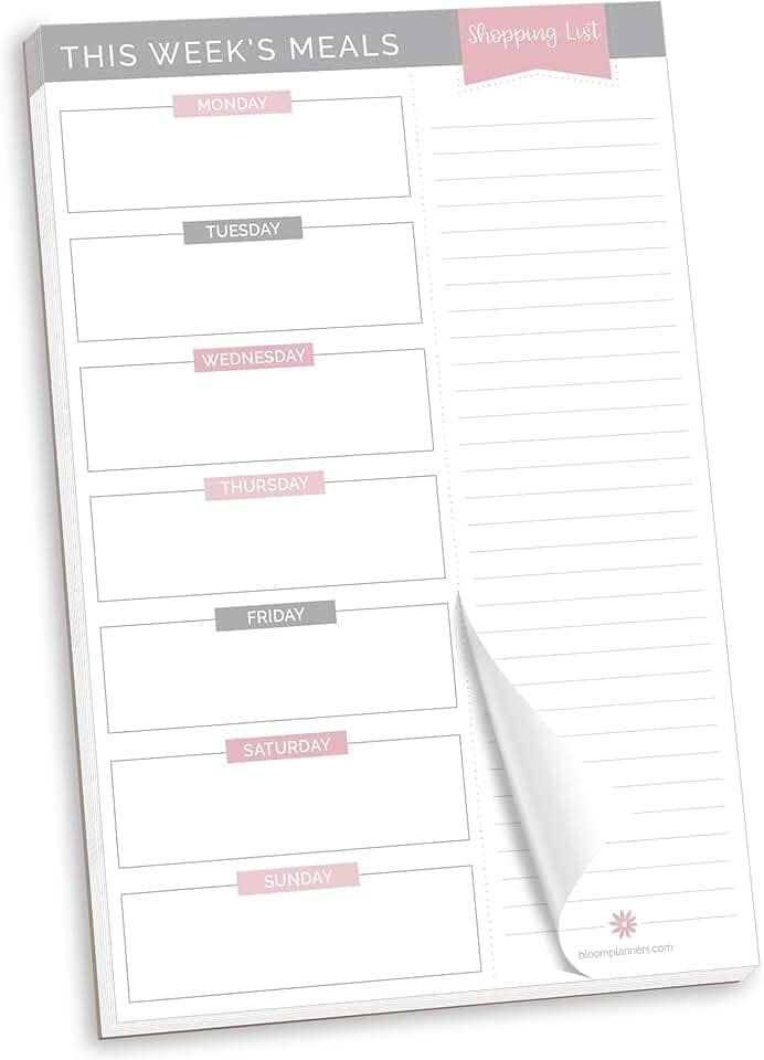 Bloom Planners Diário 6 x 9 Pastilhas de Planejamento, 6" X 9" Meal Planning Pad - Neutral, 6 inches X 9 inches