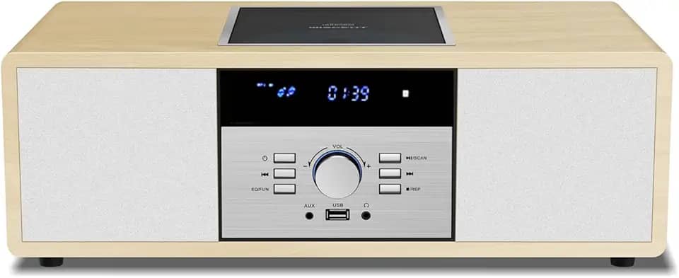 Sistema Estéreo Bluetooth Para Casa Com Cd Player, Sistema De Música Hi-Fi De Madeira Vintage Com Bluetooth, Rádio Fm, Entrada Aux E Usb, Controle Remoto, Rádio Compacto E Aparelho De Som