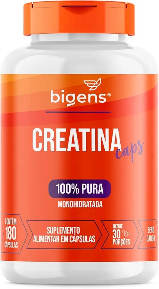 Creatina Monohidratada 100% Pura, 180 Cápsulas, Bigens
