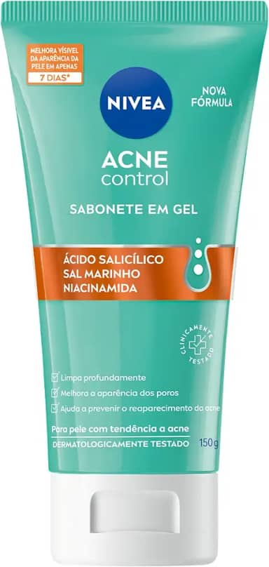 NIVEA Sabonete Facial em Gel Acne Control 150g - Controla a oleosidade, ajuda a desobstruir os poros, remove células mortas, reduzir a vermelhidão da acne e promove sensação de pele hidratada