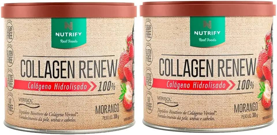Kit 2 Collagen Renew Colágeno Hidrolisado Morango Nutrify 300g