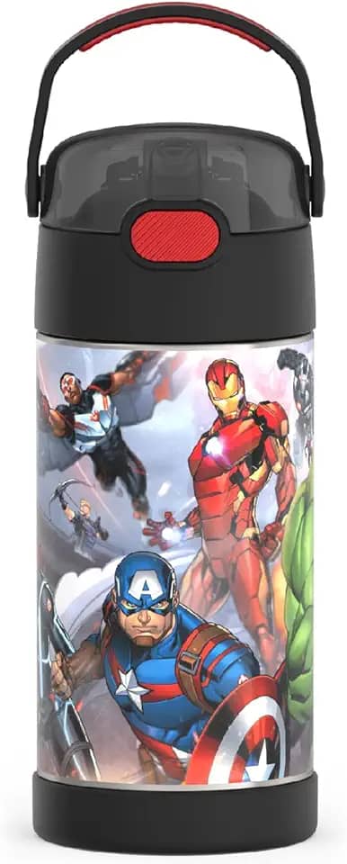 THERMOS Garrafa térmica infantil FUNTAINER, com canudo, 350 ml, Vingadores