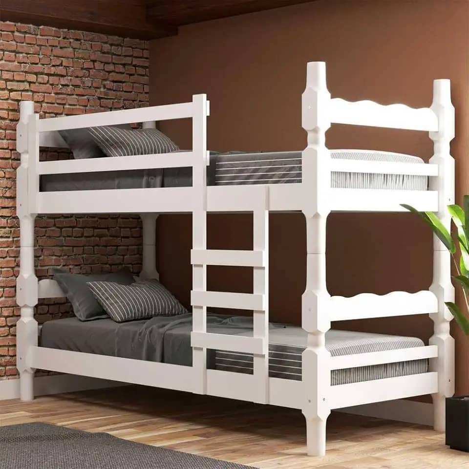 Beliche Madeira Maciça - vira 2 Camas - para Colchão 78/88 x 188cm Porto Multimóveis Cr4138 Branco