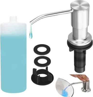 Dispensador De Detergente Pia Cozinha, Dispensador de Aço Inoxidável Detergente Pia Cozinha Embutir, 350 ml, Adequado para Detergente Líquido e Sabão
