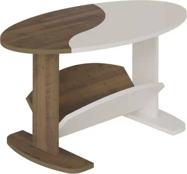 Mesa de Centro com revisteiro ISIS cor Pinho com Off white - Artely
