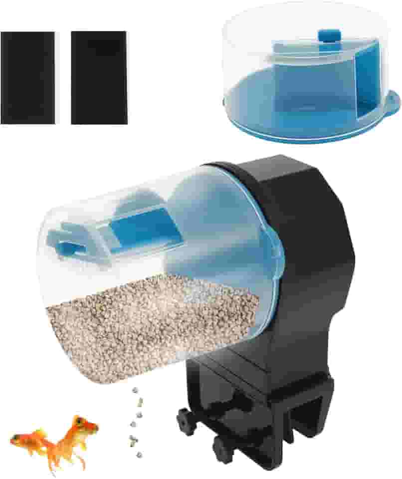 Alimentador automático de peixes, dispensador automático de alimentos para peixes com temporizador, dispensador de alimentação inteligente ajustável de fuso horário duplo, alimentador inteligente de