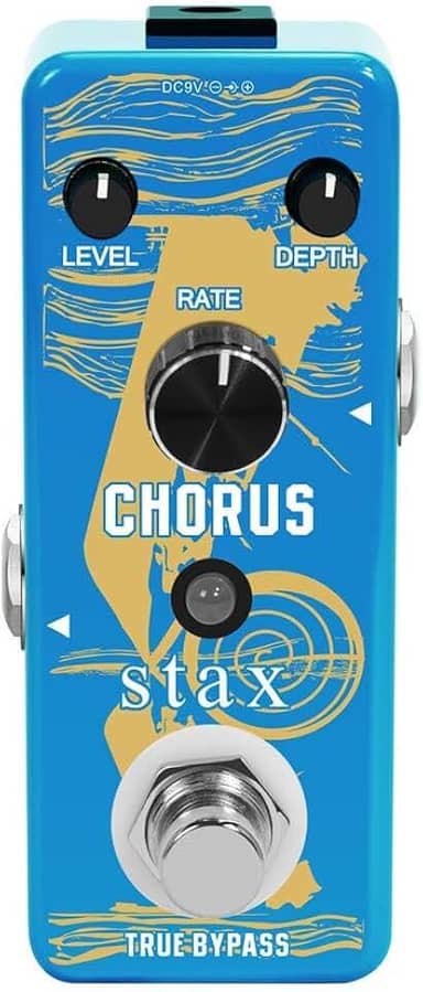 Stax Pedal de guitarra Chorus Pure Analog Metal Shell Pedal de efeito de guitarra para guitarra elétrica com som de coro alto quente e claro tamanho mini True Bypass.