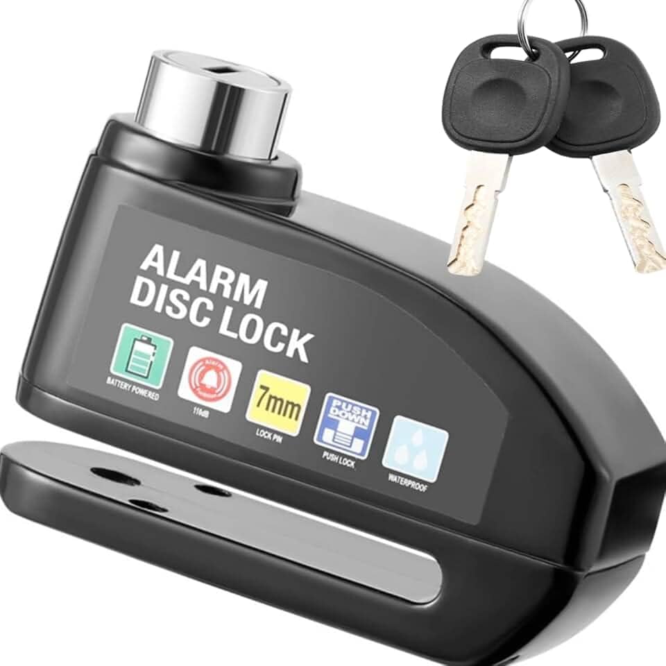 Trava Alarme Cadeado Com Som Trava Freio Disco P/Moto Bike Furto Roubo Motocicleta Compativel com Hornet Xj6 Cbr600 Bmw 850 Cb1000r Cg125 Cg150 Titan 160 Xre190 Xre300 (Preto)