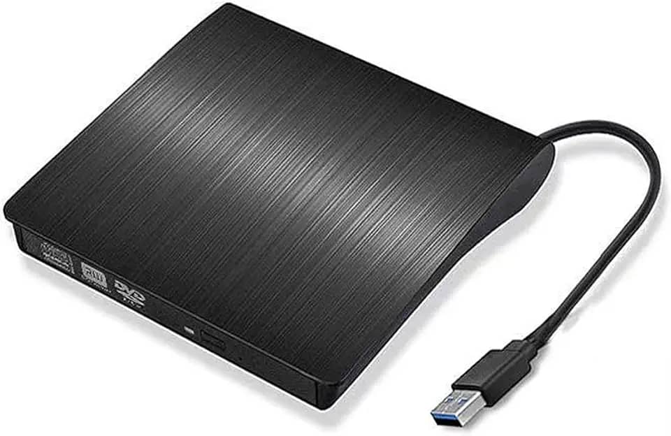 Gravador DVD Externo USB 3.0, Leitor Portátil Slim para PC e Notebook, Preto