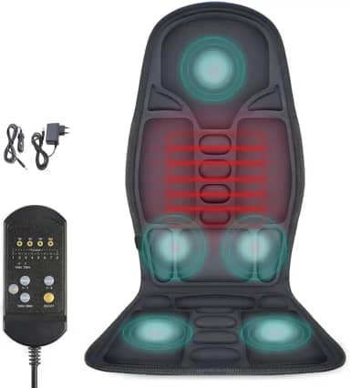 Assento Massageador Térmico com Controle,Esteira Massageadora 8 Motores,8 Modos de Massagem,3 Intensidades,Alívio de Dores nas Costas e Relaxamento Profundo para Cadeira de Escritório,Sofá e Carro