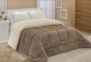 Edredom Sherpa Cobertor Casal Queen 2,40x2,20m Cobertor E Coberdrom Macio - Avelã