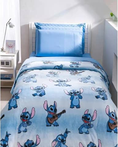 Manta Fleece Disney Stitch Solteiro Infantil Azul