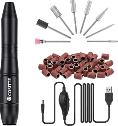 Furadeira de unha elétrica, máquina de broca de unhas elétrica USB para pregos de acrílico, ferramenta de polimento de lixa de unha elétrica portátil manicure pedicure Efile