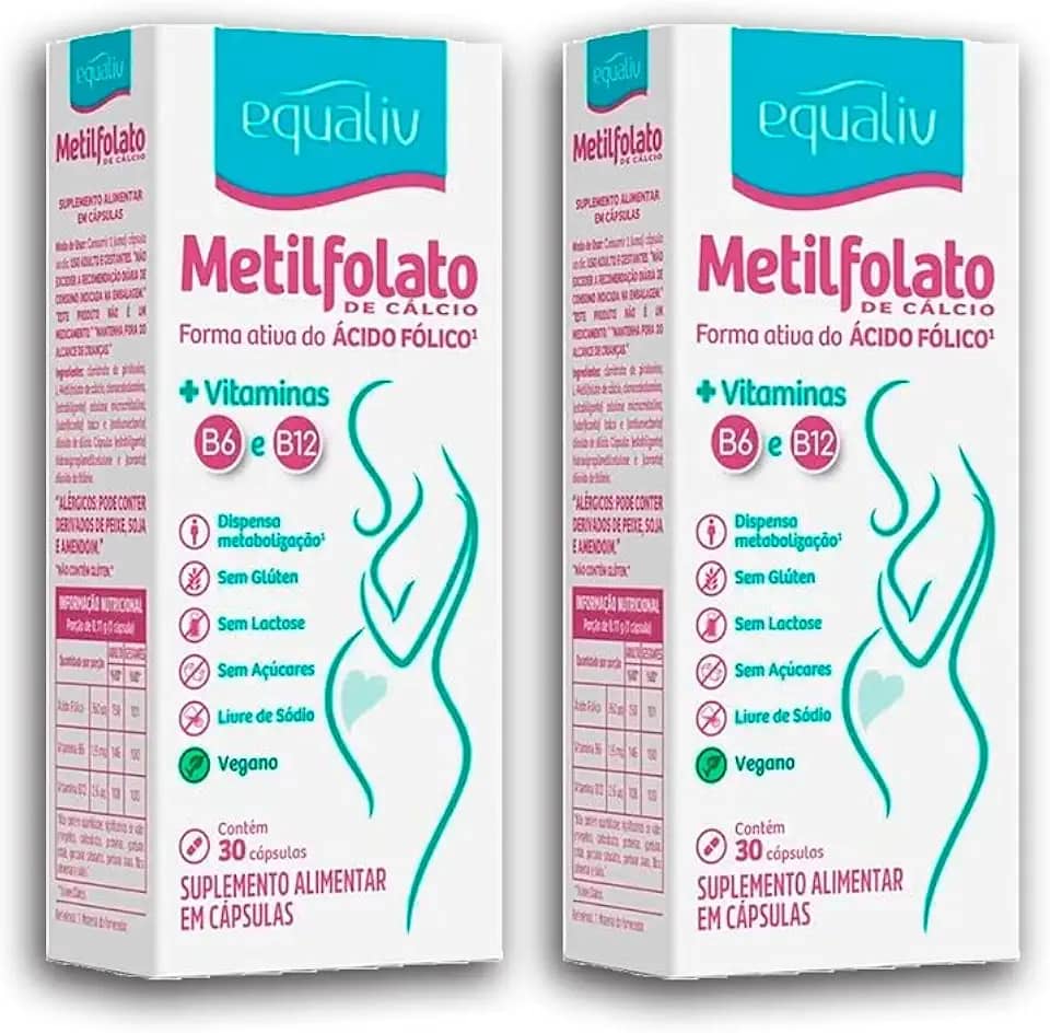 Metil Folato L-metilfolato 30 Caps, Equaliv Follatus (2 caixas)