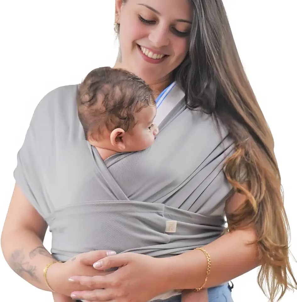 Wrap Sling de Bebê Ajustável Carregador Canguru de Vestir Little Beni Dry Fit (Cinza)
