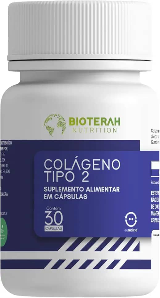 Colágeno Tipo 2 Em Cápsulas BIOTERAH Suplemento Alimentar Vitaminas Articulações