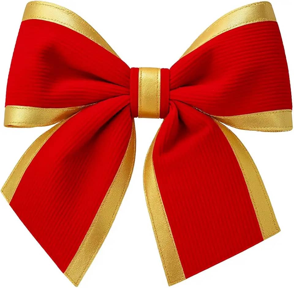 Laço Natalino Vermelho e Dourado 25x23 cm – Enfeite Clássico de Natal para Árvore, Guirlanda, Porta, Presente ou Carro, Decoração Elegante e Sofisticada Veludo