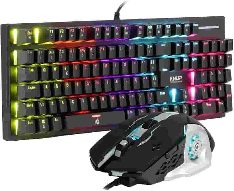 Kit Gamer Teclado Mecânico RGB e Mouse com Alta Precisão – Iluminação Personalizável, Conforto e Desempenho para Jogos