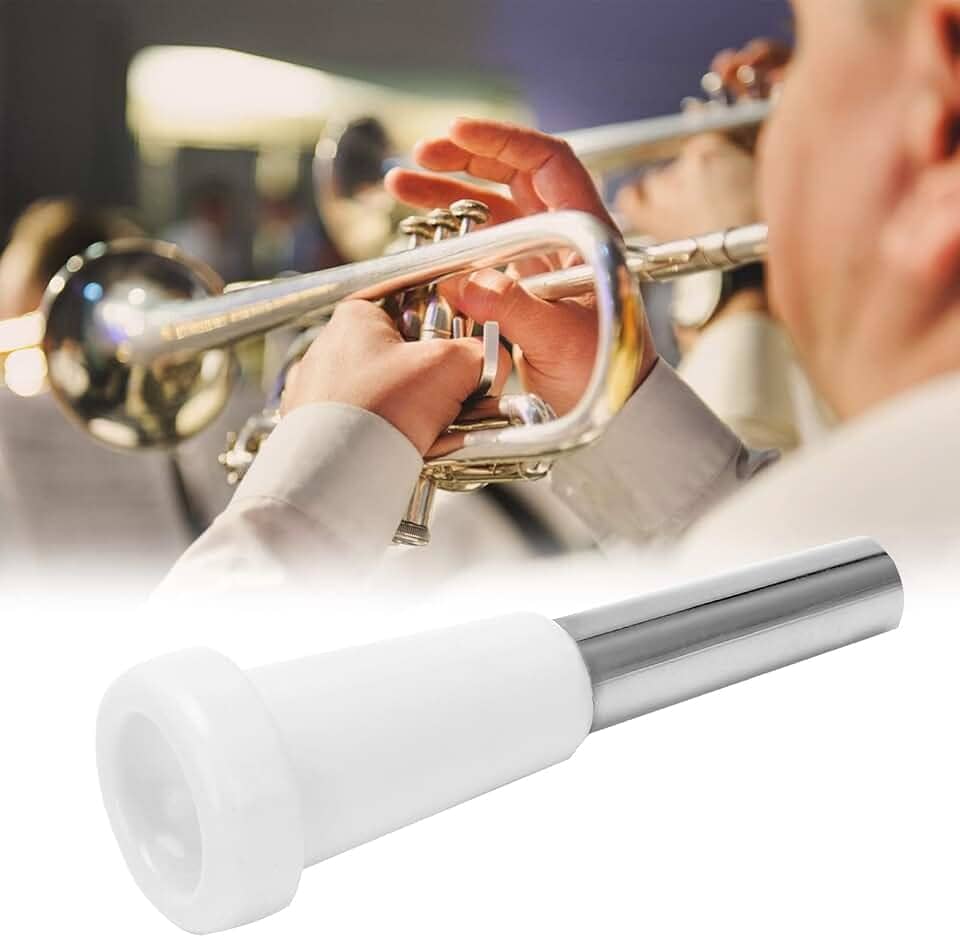 Bocal para trompete 7C, design integrado de plástico de cobre, acessórios de instrumento musical que economizam mão de obra, para iniciantes com qualidade de som aprimorada (branco)