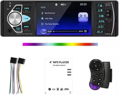 Som Automotivo Bluetooth,Tela HD de 4.1 Polegadas, Controle no Volante e Conexão para Subwoofer - Ideal para Segurança e Entretenimento em Viagens