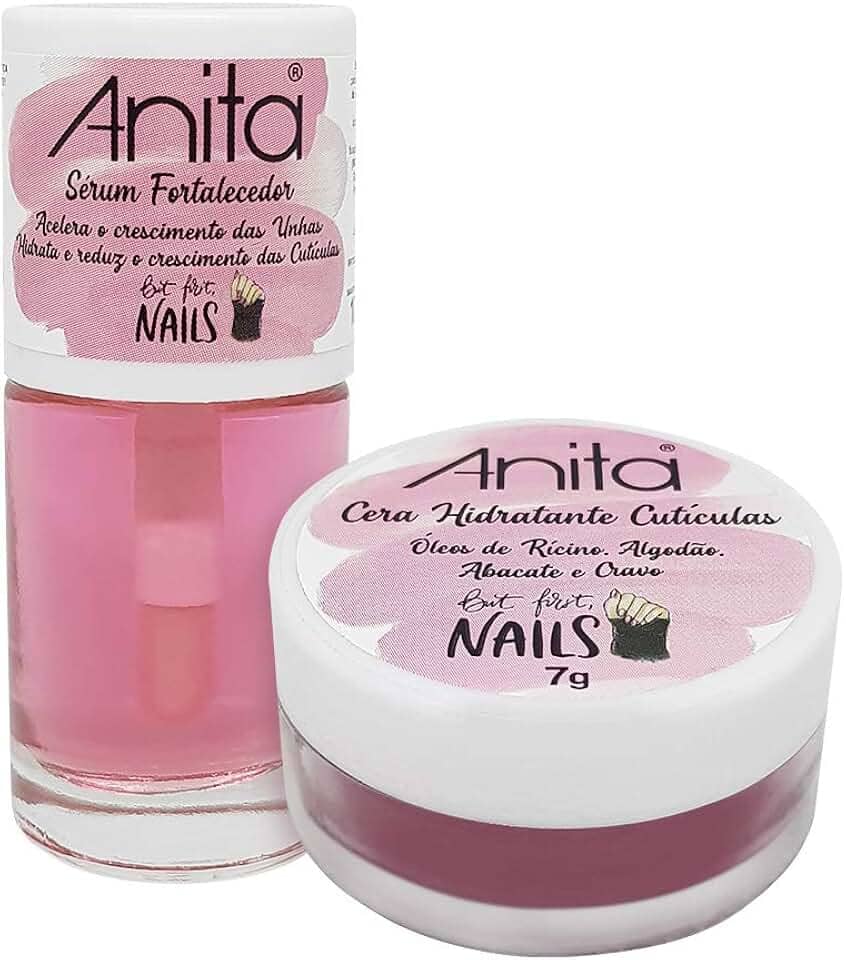 Fortalecedor de Unhas Anita - Kit Tratamento Completo: Base, Sérum e Cera Hidratante - Resistência e Crescimento Acelerado