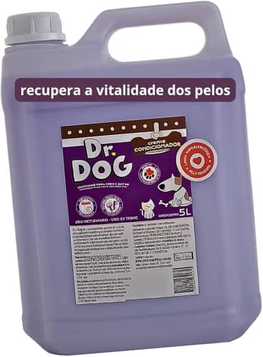 Creme Condicionador Pet Dr Dog, Revitaliza, Desembaraça e dá brilho, 5 litros. Hipoalergênico, indicado para cães e gatos de peles sensíveis