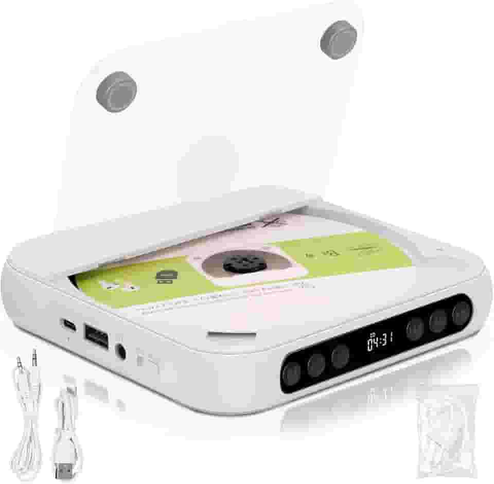 135 x 135 x 25 mm, 2000mAh, Mini CD Player Portatil, Toca CD Portatil, Alto-Falantes Duplos Integrados, Compatível com Fones de Ouvido Toca CD, Pode Ser Levado com Você