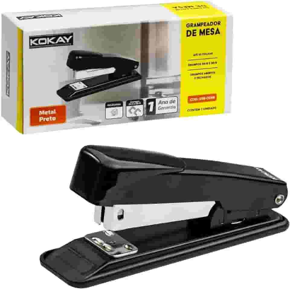 Grampeador de Mesa Metal 24/6 e 26/6 Até 25 Folhas, KOKAY