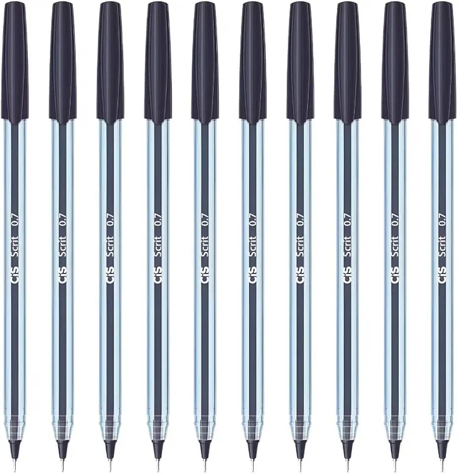 Kit 10 Canetas Esferográfica Scrit Ponta Agulha 0.7mm (Preto)