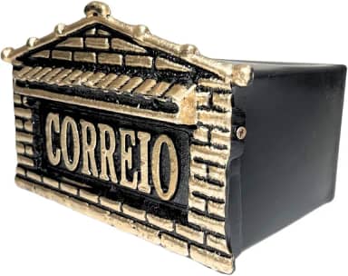 Caixa de Correio Cartas Frente de Alumínio Dourada Compacta Casinha