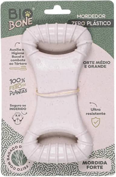 Mordedor Natural Biobone Osso Brinquedo Cães Roer Cães Médio Mordida Forte Fibra de Cana de Acúcar sem plático