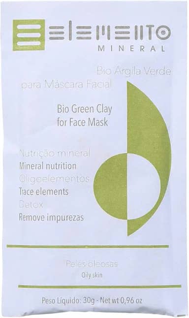 Elemento Mineral Máscara Facial Bio Argila Verde 30g Para pele Oleosa Limpeza Detox e Serenidade