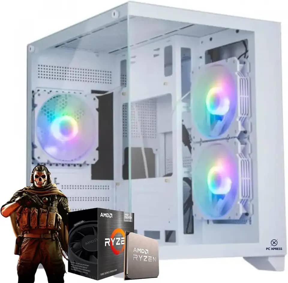 PC GAMER BRANCO RYZEN 5 5600GT, 16GB DDR4, SSD M.2 NVME 500GB, FONTE 500W 80 PLUS, MB A520, WINDOWS 11