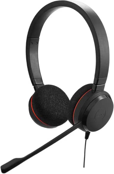 Jabra Evolve 20 MS Stereo Headset - Fones de ouvido com cancelamento de ruído passívo, cabo USB com controle de chamada - preto