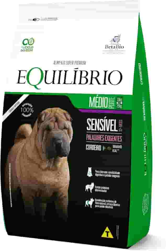 Equilíbrio Super Premium Cães Ração Cães Equilibrio Raças Médias Adulto Sensível Cordeiro 12Kg