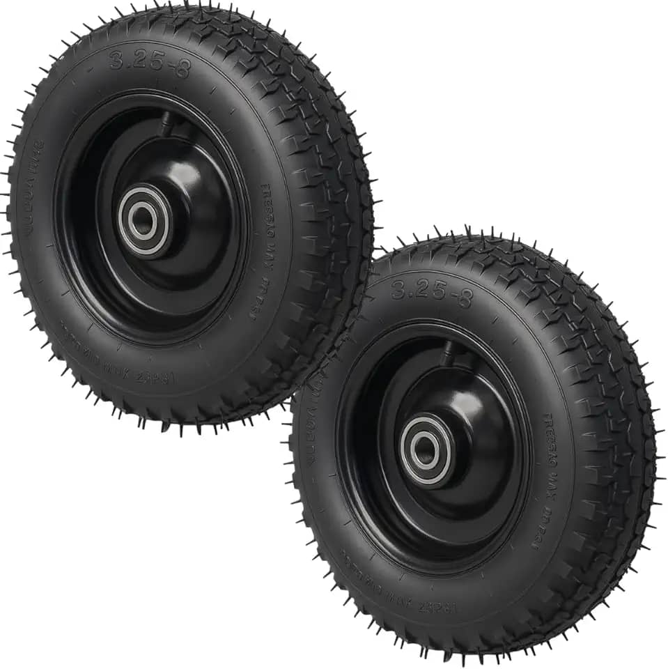 Kit 2 Rodas Carrinho De Mão Carga 8pol 3.25-8 Rol Esfera 25mm 300kg