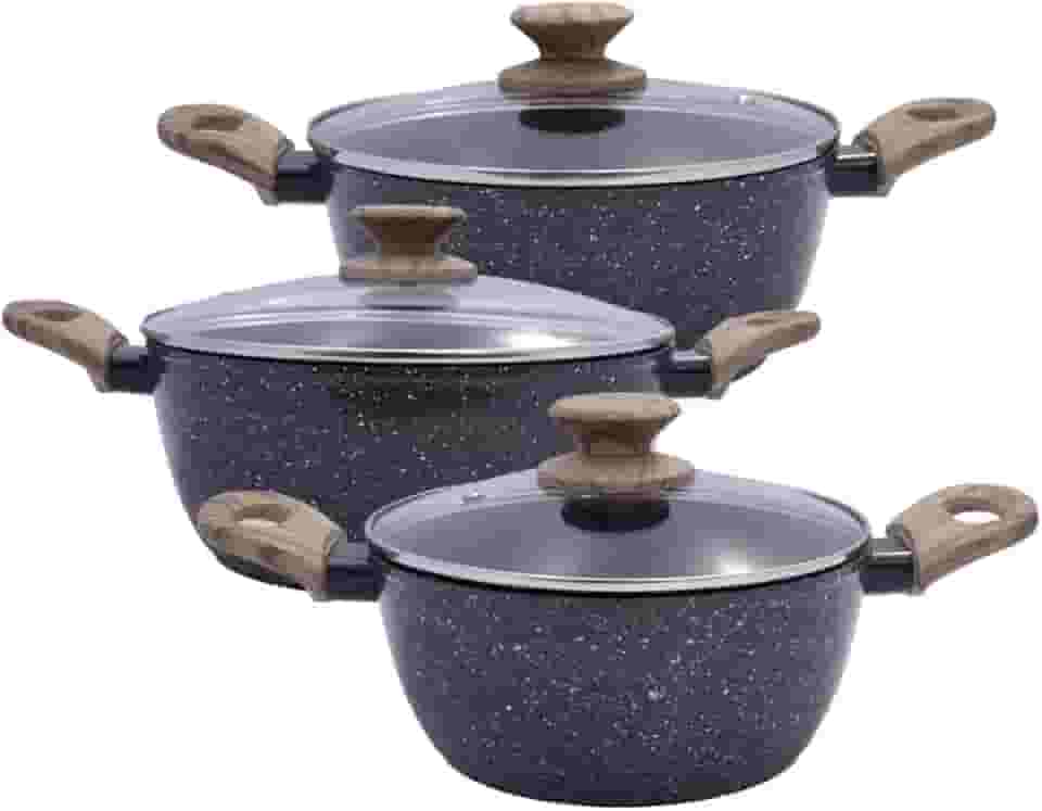 Jogo Panelas Caçarolas Indução 3 Peças Antiaderente Grafite Cerâmica Resistente Cozinha Completa