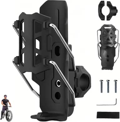 Suporte de garrafa de ciclismo adaptável, giratório de 360 graus, suporte de garrafa de água de bicicleta ajustável para garrafas de 5 a 7,6 cm de diâmetro, gaiola de bebida para bicicleta, scooter