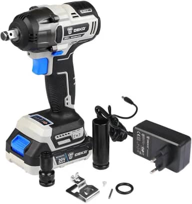 Chave de Impacto Parafusadeira Brushless 1/2' Polegadas com Bateria Lítio-Íon 2Ah 20V Carregador e Acessórios - Deko