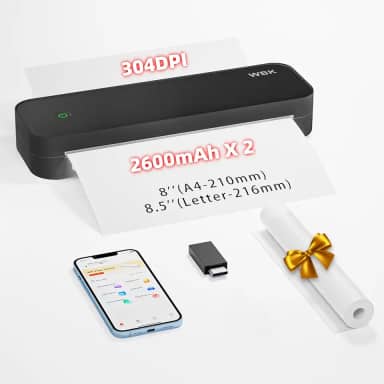 Impressoras portáteis sem fio para viagens, impressora térmica sem tinta, suporta 21,6 cm x 28 cm, papel térmico A4 e A5, mini impressora sem fio Bluetooth compatível com Android