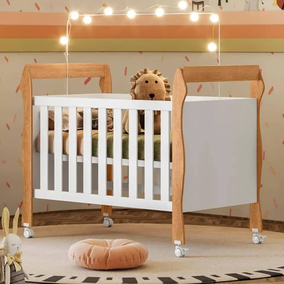Berço Mini Cama 3 em 1 Soninho Tigus Baby Amadeirado