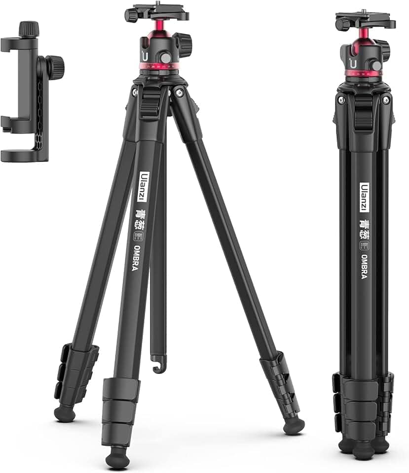 Tripé de viagem ULANZI Ombra MT-55, tripé de câmera profissional de 158 cm, alumínio, carga máxima de 8 kg, compatível com filmadora Nikon Canon DSLR, suporte de telefone incluído