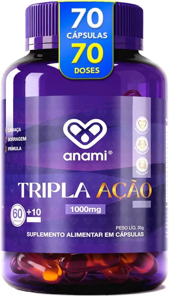 Óleo De Prímula + Linhaça + Borragem 1000mg | 70 Cápsulas