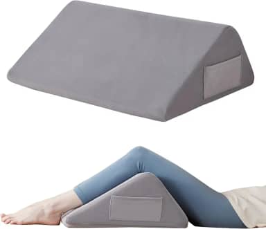 Almofada de joelho para dormir nas costas, almofada de cunha de joelho de 20 cm para elevar o joelho, travesseiro de perna para alívio da dor nas costas, travesseiro triangular, almofadas de