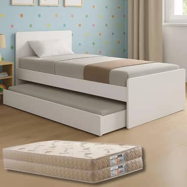 Bicama Solteiro Bibox Cama com Auxiliar e Colchões Guarda-Costas (Colchões D33 Gold Sensor)