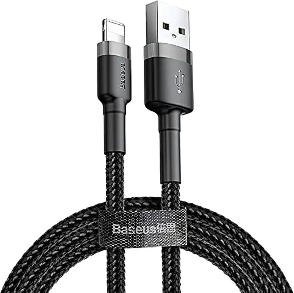 Cabo de carregamento e cabo de transferência de dados da série Baseus Cafule, USB-A e Lightning 1.5 A, 2 Meter, cinza - preto