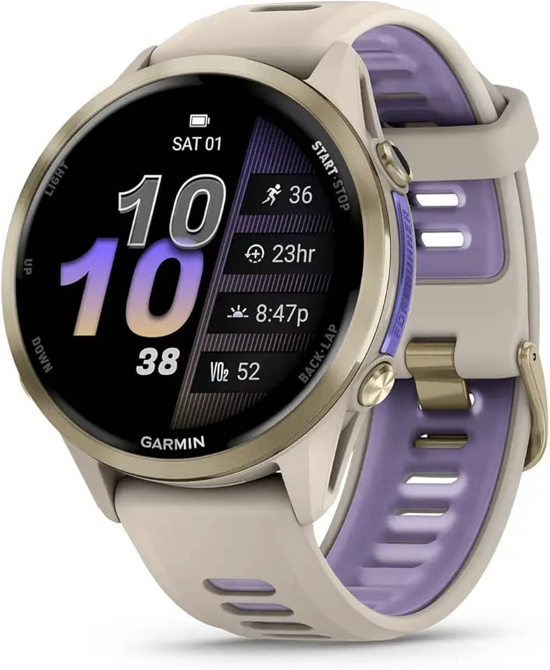 Garmin Relógio Forerunner 970 Dourado com Branco 47mm com Monitor Cardíaco de Pulso e GPS