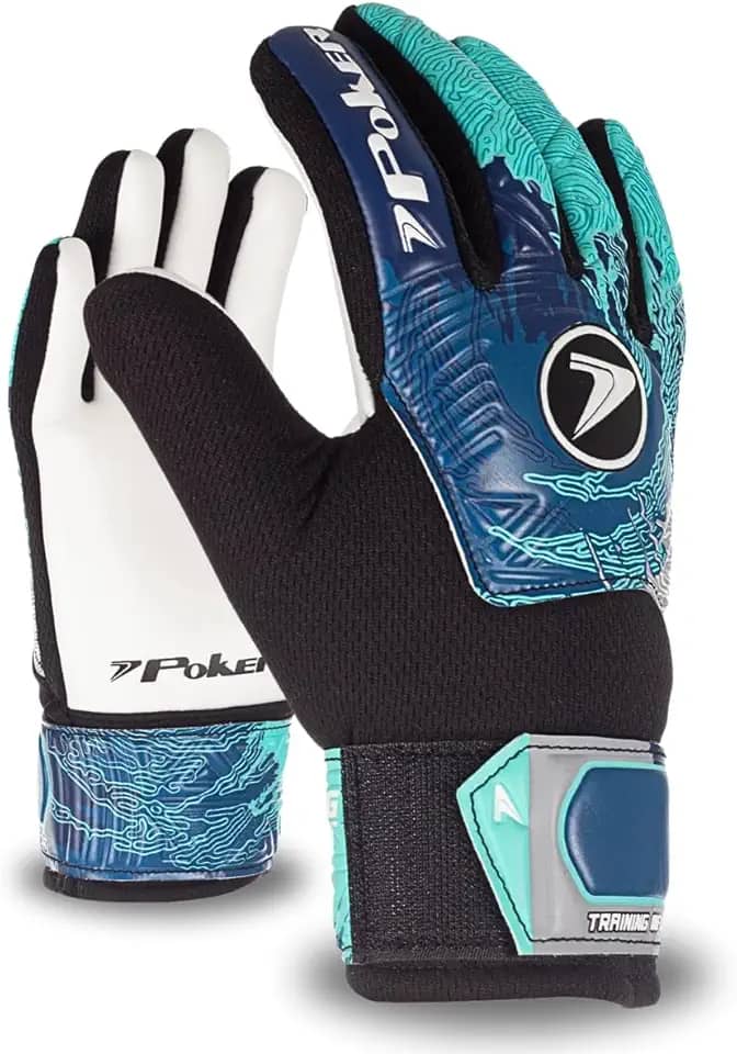 Luva de Goleiro Futebol Poker Training Infinity Adulto E Infantil Criança Junior Corte Negativo Latex Grip Campo Grama Natural e Sintética Gramado Futsal Unissex